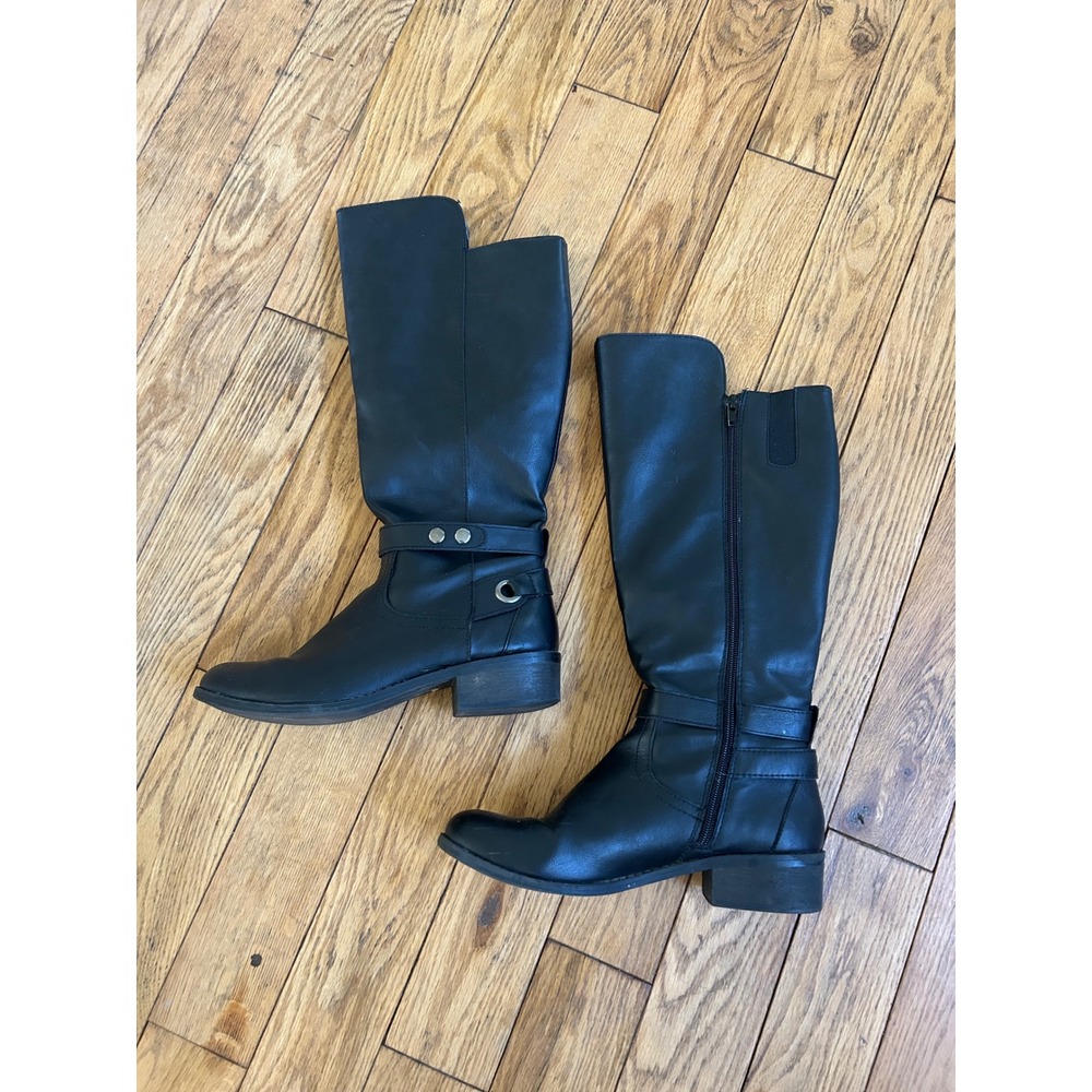 Riding Knee High Boots‎ Black Buckle Detail Boots Women's